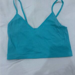 Garage Teal Ribbed Top